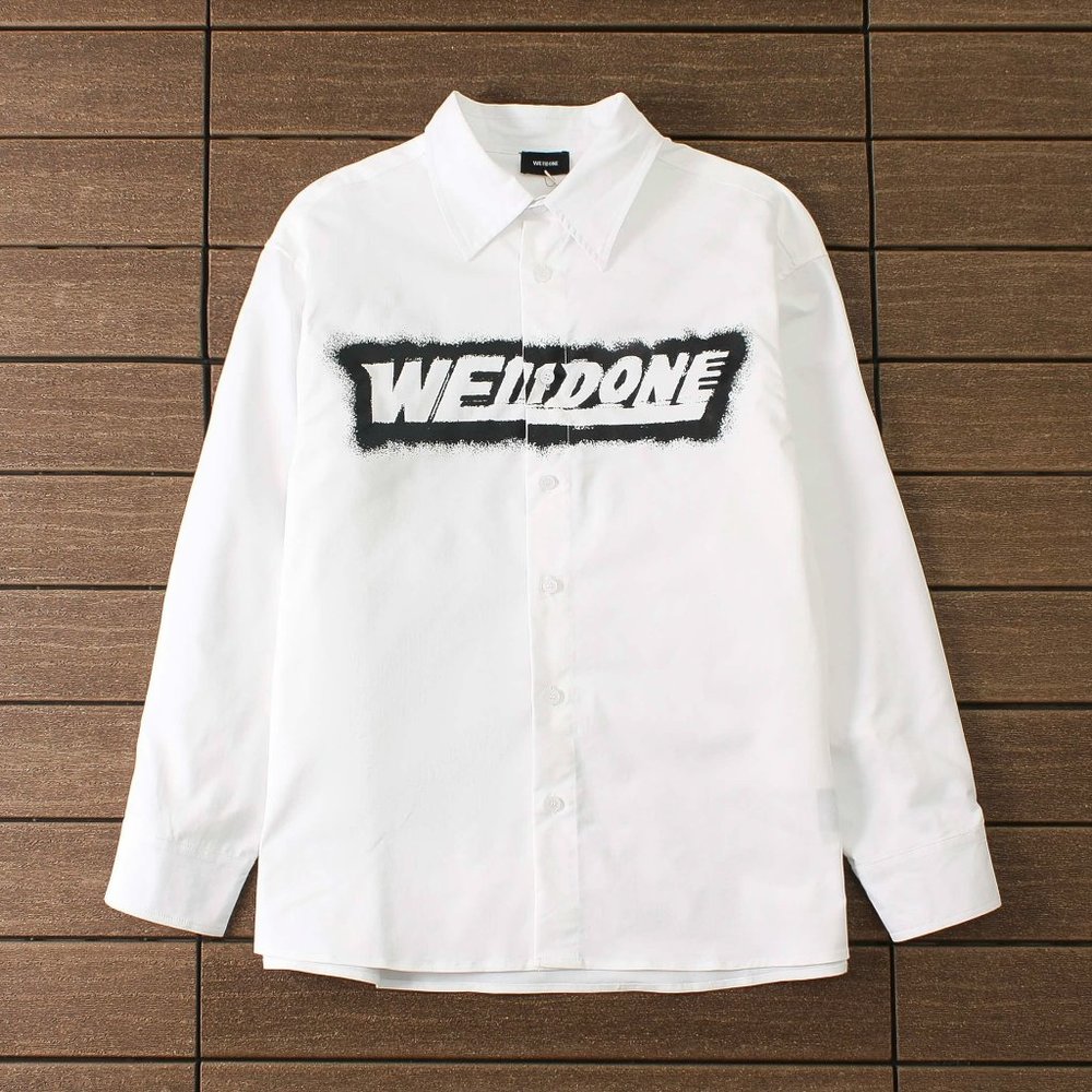 We11 Done Logo Letter White Long Sleeved Shirt
